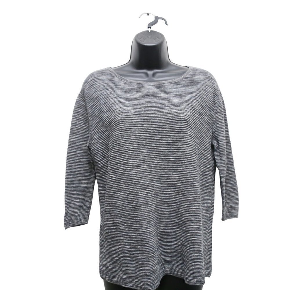 ARITZIA Wilfred Linen Blend Blanchard Knit Ribbed 3/4 Sleeve Grey Sweater XS